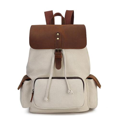 2024 Custom Ladies Canvas Backpack Bag For Stylish Women With Crazy-horse Leather