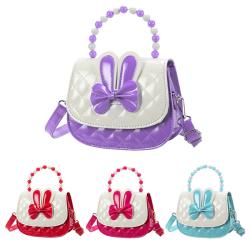 Korean Cute Children's Bag Bunny Ears Beaded Hand Princess Bag Bow Girl Foreign Style Cross Body Purse CY74400
