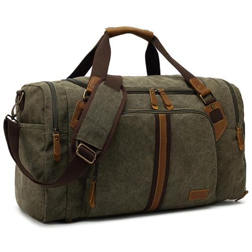 heavy duty Large Canvas weekender duffle bag with Shoe Compartment Gym Travel Genuine leather sports fitness bag storage bag men
