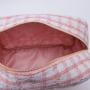 Keymay New Arrival Rts Stock High Quality Popular 5 Colors S M L Xl Cute Checkered Makeup Bag Plaid Cosmetic Bag Tweed Pouch