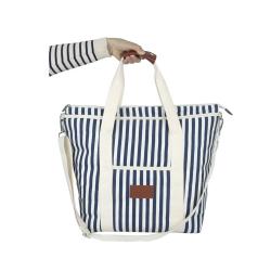 Camping Thermal Bag Leakproof Stripe Insulated Picnic Soft Cooler Shoulder Bag with Handle Straps