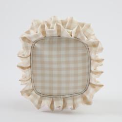 Unique Design Hot Sale Makeup Bag Pink Custom Zipper Pouch Cute Lattice Ruffle Cosmetic Bag