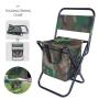 Camouflage Camping Chair Folding Backrest Camping Fishing Chair Stool Backpack with Cooler Insulated Picnic Bag