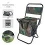 Camouflage Camping Chair Folding Backrest Camping Fishing Chair Stool Backpack with Cooler Insulated Picnic Bag