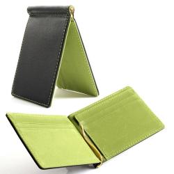 Customized PU Leather Men's Wallet with Money Clip Business Card Holder Solid Pattern Unisex Designer Purse