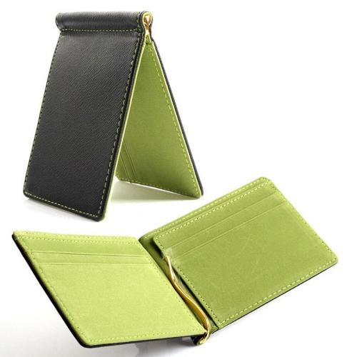 Customized PU Leather Men's Wallet with Money Clip Business Card Holder Solid Pattern Unisex Designer Purse