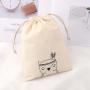 Custom Logo Printed Cotton Drawstring Building Block Toy Storage Bag Organic Muslin Cotton Gift Packaging Pouch