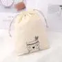 Custom Logo Printed Cotton Drawstring Building Block Toy Storage Bag Organic Muslin Cotton Gift Packaging Pouch