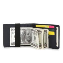 ZHF012 Men's Fashion Wallet RFID Cross Pattern Card Bag PU Card Clip Korean Creative Elastic Band US Dollar Clip Wholesale