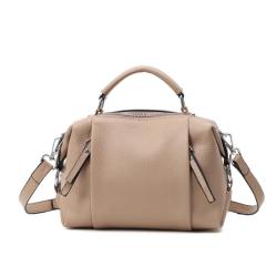 Vintage Boston simple texture soft  cowhide handbag shoulder cross-body double compartment genuine leather bag