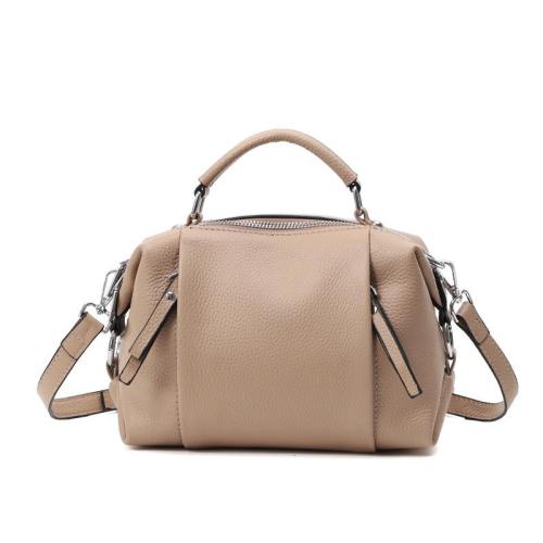 Vintage Boston simple texture soft  cowhide handbag shoulder cross-body double compartment genuine leather bag
