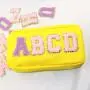 Keymay Custom Colorful Letter Make Up Bag Pink Embroidery Wash Bag Bridal Bag Waterproof Nylon Travel Toiletry Cosmetic Pouch