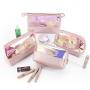 Custom Waterproof PVC Travel Women Toiletry Makeup Bag Custom Logo Holographic TPU Make Up Cosmetic Packaging Bags Or Pouches