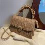 2023 Pleated Women's Bag Texture Pu Diamond Lattice Embroidered Thread Pearl Handbag Solid Color Single Shoulder Messenger Bag