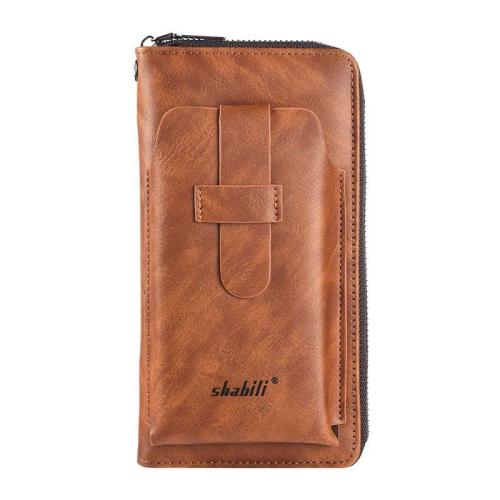 ZWY013 New Fashion Men Long Clutch Wallet Multi-card Convenient Vintage PU Money Clip Daily Zipper Soft Leather Card Case