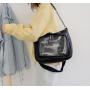 custom design leather Ita bag with clear window pocket custom printing ita hand bag for display pins