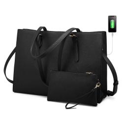 LOVEVOOK 2PCs Set 15.6 Inch Computer Handbags Large Capacity Business Work Briefcase for Office Lady Laptop Tote Bag for Women