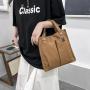 Gelory New Arrivals Multifunction Portable Practical Solid Color Stitching Lunch Bag Canvas Tote Bag With Multi-pocket