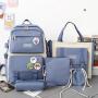 Student backpack new school bags female large capacity Korean style five sets of student schoolbag outdoor travel shoulder bags