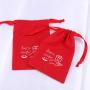 Custom Logo Printed Cotton Linen Jewelry Packing Cosmetic Bag Red Cotton Gift Drawstring Dust Pouch