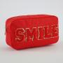 Factory Wholesale Outdoor Travel Bright Color Christmas Red Waterproof  Toiletry Bag Women Cosmetic Pouch Nylon Zipper Pouch