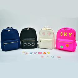 Keymay Hot Sale RTS Back to School Gift Personalized Chenille Varsity Letter Girl Book Bags Children Backpack School Bags