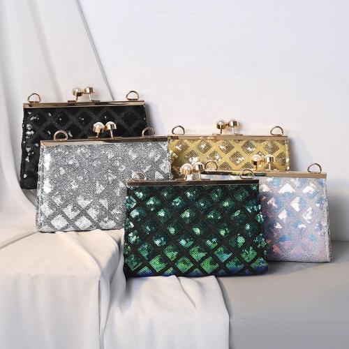 Shiny handmade sequin evening bag lady handbag cross chain women clutch bags green party wedding bags