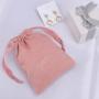 Hot Stamping Suede Packaging Pouch Ping Beige Small Drawstring Gift Velvet Earring Necklace Bracelet Suede Jewelry Bag
