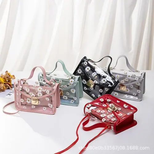 Transparent pvc women bag ladieshandbags small shoulder crossbody bag for women female fashion daisy mobile phone bag