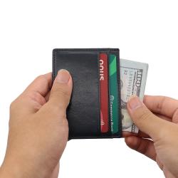 Custom Business Minimalist Leather ID Card Holder Ultra Slim RFID ID Card Holder Leather Wallet