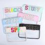 Keymay RTS Fast Shipping 19 Colors Personalized Chenille Letter Patches Travel Pouches Waterproof Cosmetic Bag Clear Makeup Bag