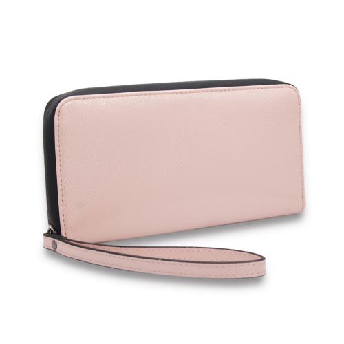 Factory wholesale price PU leather zipper women leather wallet with strap