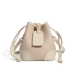 2024 New Arrival Vegan Leather Sling Bags For Women Bucket Bag With Leather Tag Drawstring Design