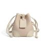 2024 New Arrival Vegan Leather Sling Bags For Women Bucket Bag With Leather Tag Drawstring Design