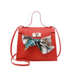Lychee patterned silk scarf handbag Pu Leather 2024 New Wholesale Factory women's small shoulder crossbody bags Small square bag