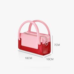 Oem Unique Cute Pu Leather Women Hand Bags Pink Mixed Red Color Mini Purse Square Box Small Bag Shoulder Ladies Handbag 2022