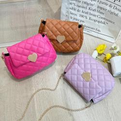 Heart-shaped embroidery bag 2024 ladies women's shoulder bag female casual mobile phone bag diamond lattice