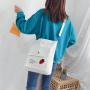 Women's Large-Capacity Portable Tote Shoulder Bag New Korean Style Fashion Printed Messenger Bag Canvas Shopping Bag