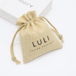 High Quality Natural Jute Burlap Packaging Wedding Jewelry Bag Custom Drawstring Packaging Jute Gift Pouch