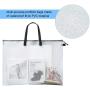 Portfolio Bag Poster Storage Bag with Handle and Zipper 19 x 25 Inch Organizer Transparent Bag