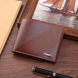 New men's wallet short multi-card fashion leisure money clip male youth thin section two fold horizontal soft leather wallet