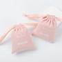 Custom Logo Printed Nude Pink Velvet Jewelry Drawstring Pouch Flannel Earring Necklace Bracelet Jewelry Bag