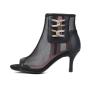 2022 New Design Salsa Bachata Social Dancing Heels Summer Rhinestone Mesh Pumps Women Peep Toe Thin High Heel Ankle Boots
