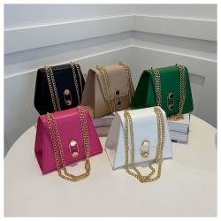 2023 New Thread Cover PU Shoulder Bag High Quality Fashion Trapezoidal Lock Chain Bag Wholesale Women Handbags