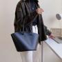 2024 Trending New Korean Designer Women's Bag Fashion Large Capacity Open PU Leather Tote Handbag Ladies Bucket Shoulder Bags