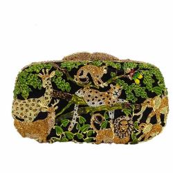 Money Leopard Water Diamond Handheld Evening Bag Banquet Party Bag