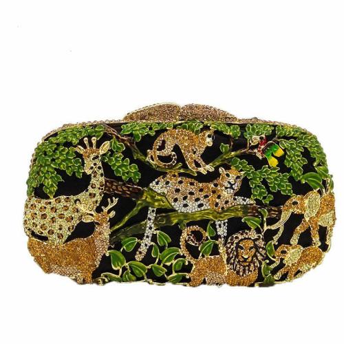 Money Leopard Water Diamond Handheld Evening Bag Banquet Party Bag