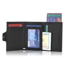 Factory direct leather metal wallet carbon fiber card holder pu leather aluminum card holder wallet