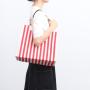 HR127 Folding Portable Shopping Bags Canvas Environmental Protection Waterproof Storage Bags Striped Storage Shoulder Handbag