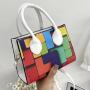 2022 New Korean Bags Women Messenger Bag Contrast Color Splicing Foreign Style Small Square Single Shoulder Bag